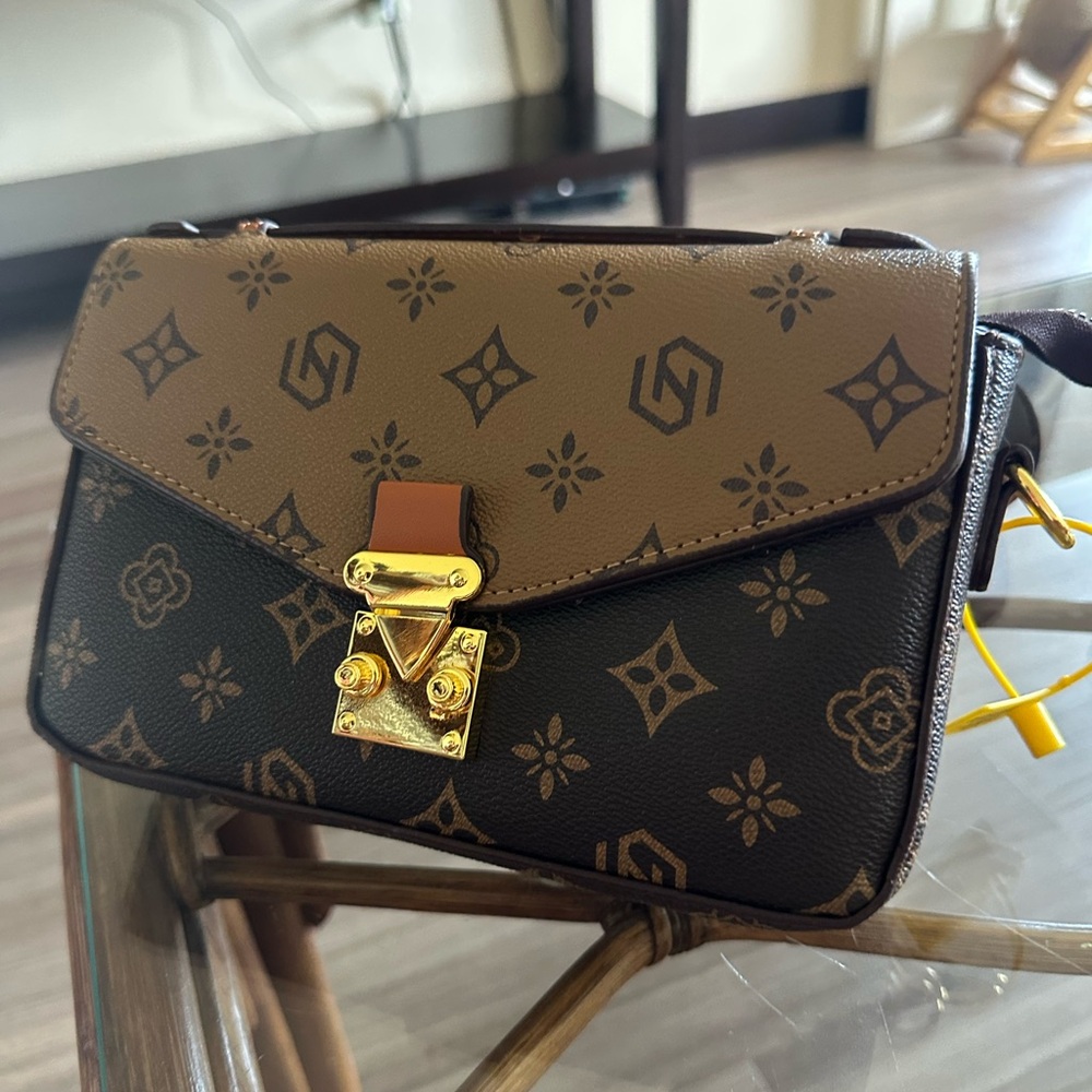 Elegant Brown Monogram Crossbody Bag